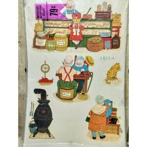 Vtg Country General Store Meyercord Decal Sheet Scale Stove Cat Counter Checkers